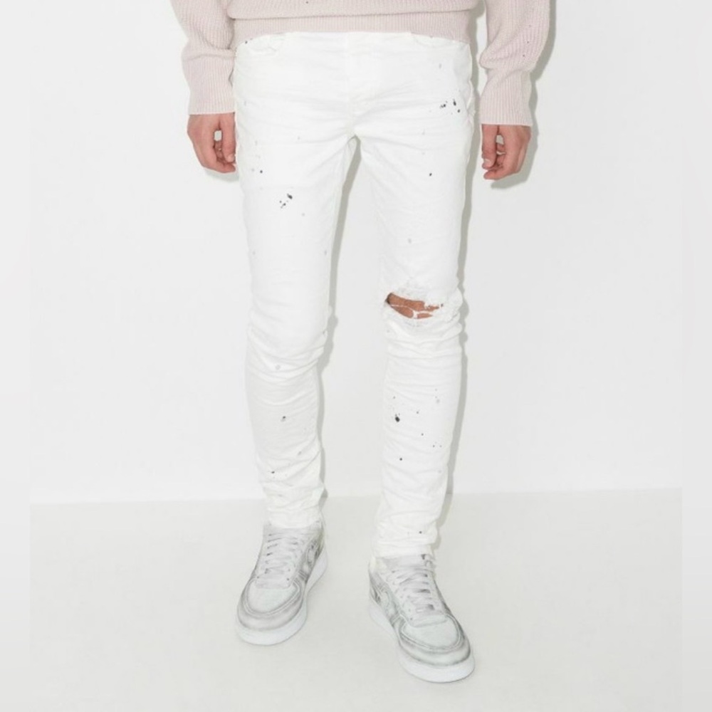 Purple Brand Men's Distressed Skinny Jeans - White P001